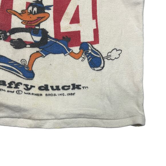 Vintage 80s Looney Tunes Daffy Duck Running Marathon Tank Top White Toddler 6 - Picture 3 of 5